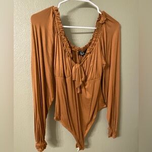 lulus orange bodysuit long sleeve XL NWT